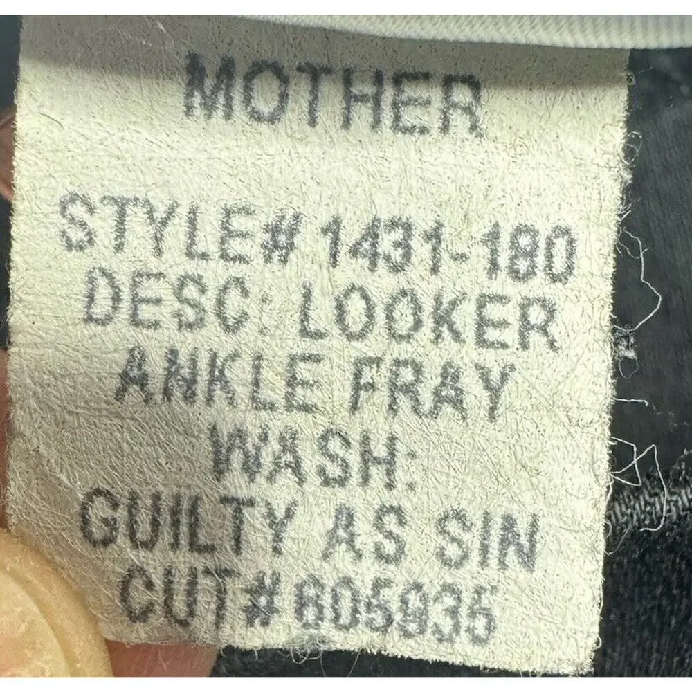 Mother Women's Black‎ Looker Ankle Fray Denim Jeans - Size 24x27*